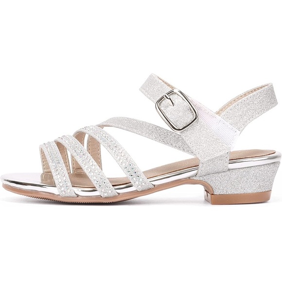 (1737) PANDANINJIA Fanny Girls Heels Open Toe Low Heel Dress Shoe NWOT Big Kid 2 - Picture 5 of 6